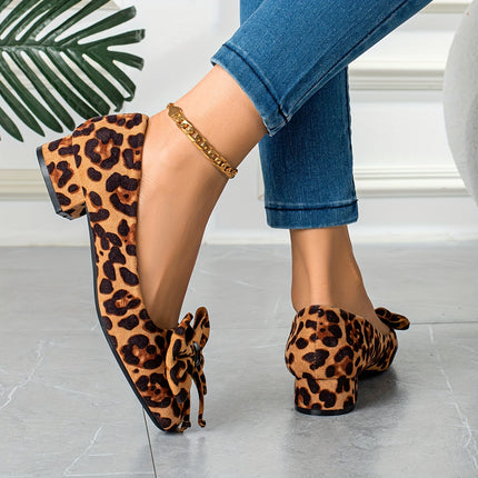 Women's Bowknot Chunky Heel Pumps