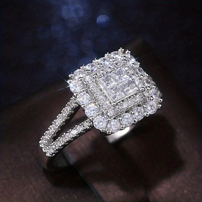 Iced Out Square Zirconia Wedding Ring