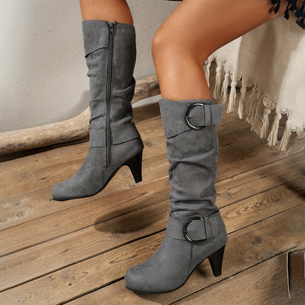 Elegant Knee-High Cone Heel Boots