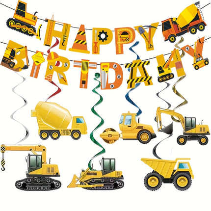 Construction Car Hanging Banners for Boys' Party Fun