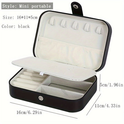 Double-Layer Faux Leather Jewelry Organizer