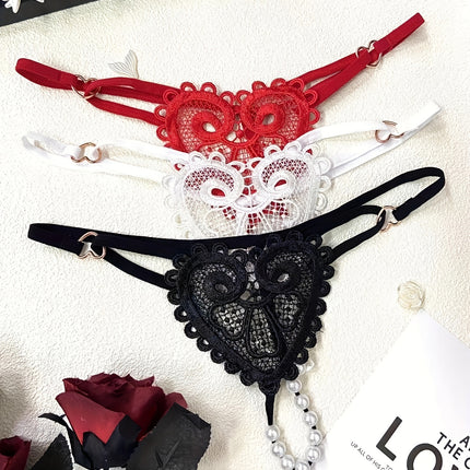 Floral Embroidery Pearl Thongs