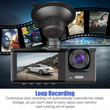 3-Channel HD Dash Cam with Night Vision & Parking Mode