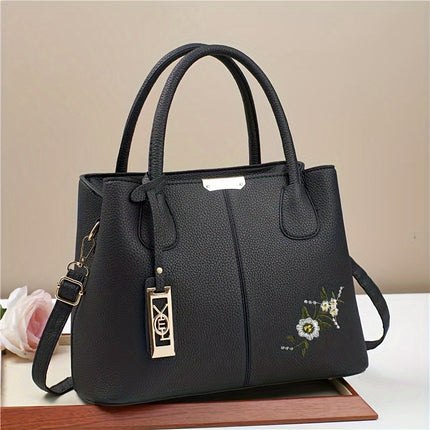 Large Gray PU Tote Bag