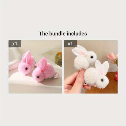 2pcs Plush Rabbit Hair Clips for Girls