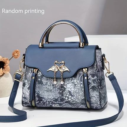 Geometric Print Faux Leather Handbag