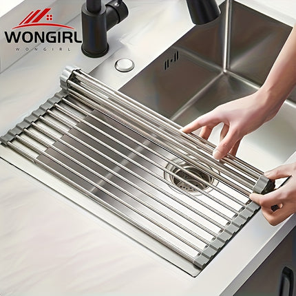 WONGIRL Stainless Steel Roll-Up Dish Drying Rack - Foldable