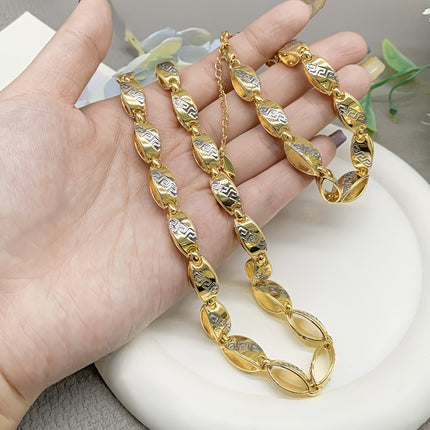 2pcs Hip-Hop Bracelet & Necklace Set