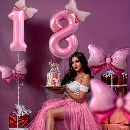 Pink Number Balloon with Adorable Bow