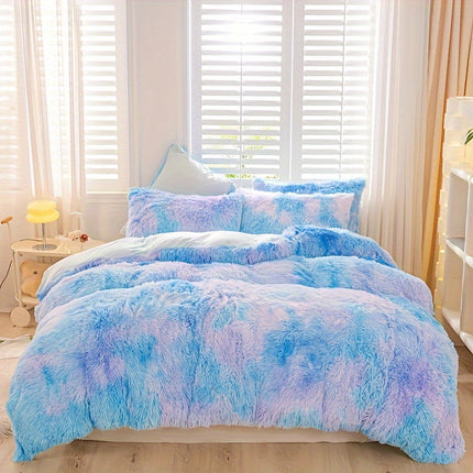 Cozy Tie-Dye Plush Duvet Cover Set - Soft & Stylish