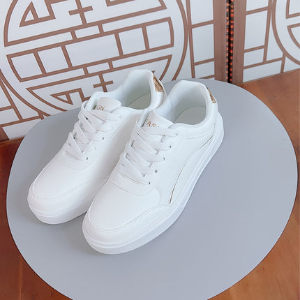 Women's Solid Color Lace-Up Sneakers