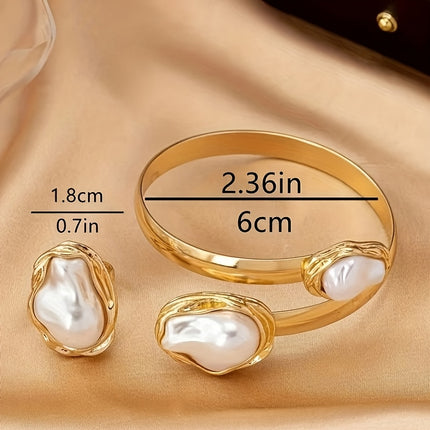Vintage Faux Pearl Bracelet & Ring Set