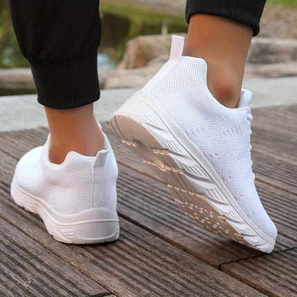 Men’s Solid White Breathable Running Shoes