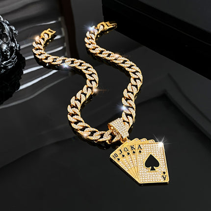 1pc Poker Pendant + Cuban Chain