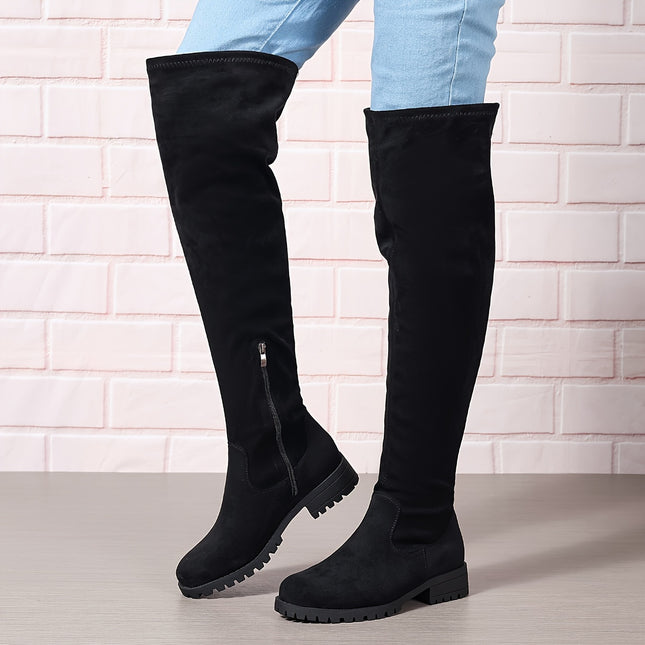 Chic Chunky Heel Over-the-Knee Boots