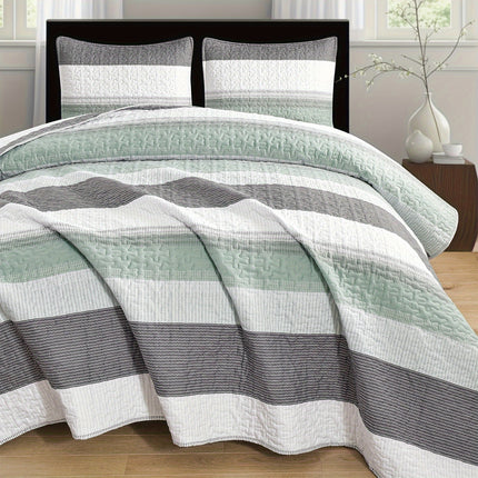 Dark Grey Patchwork Quilted Bedspread Set - 3pcs Comfort