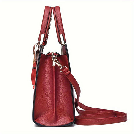 Elegant Red Faux Leather Handbag