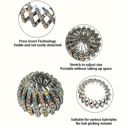 Elegant Bird Nest Rhinestone Hair Clip