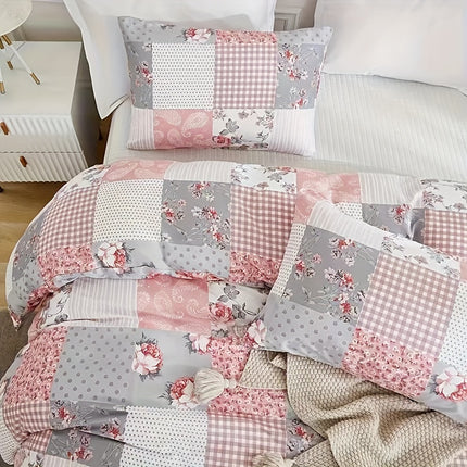 Floral Patchwork Duvet Cover Set - Soft & Cozy Bedding