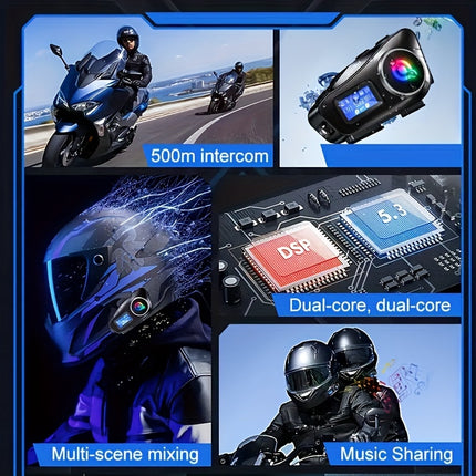 Q58MAX Wireless Motorcycle Helmet Headset with FM Radio & Intercom
