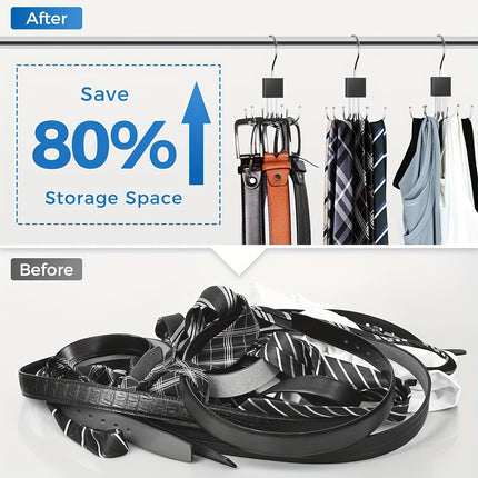 Rotatable Wooden Multi-Purpose Belt Hanger