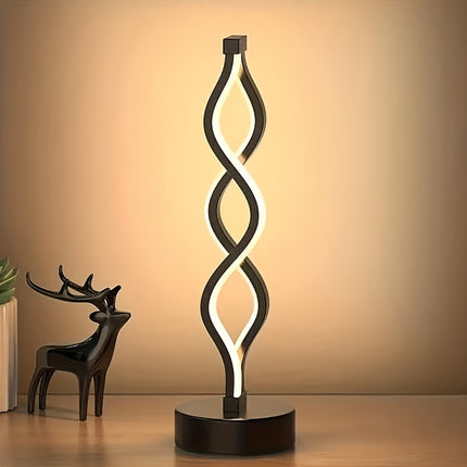 Modern Spiral Black Metal Table Lamp for Home Decor