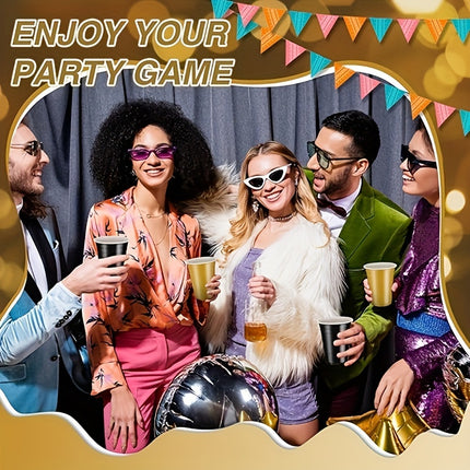 16OZ Black and Golden Plastic Party Cups