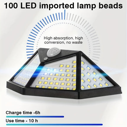 100LED Solar Induction Wall Light - Outdoor Human Body Sensor
