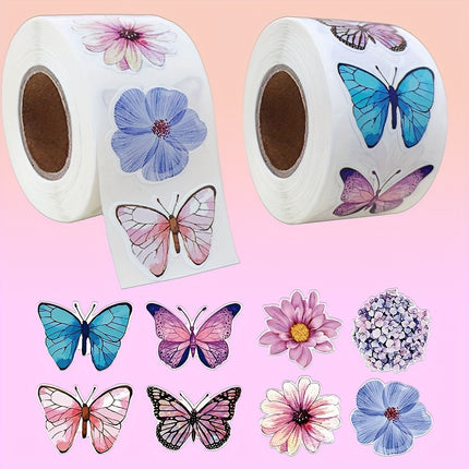 500pcs Glitter Butterfly & Flower Stickers