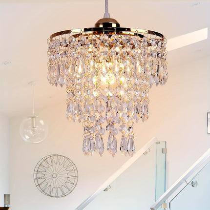 Modern Mini Crystal Chandelier - 3-Tier Raindrop Design