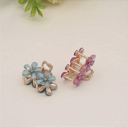 Elegant Crystal Flower Hair Claw – Stylish Alloy Shark Clip