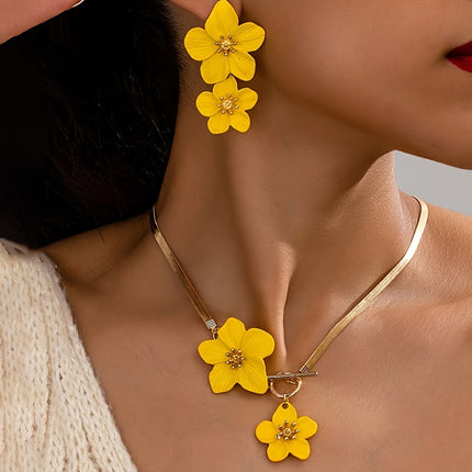 Elegant Flower Pendant Jewelry Set