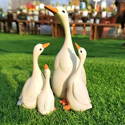 Charming Resin Duck Family Garden Statue - Outdoor Decor