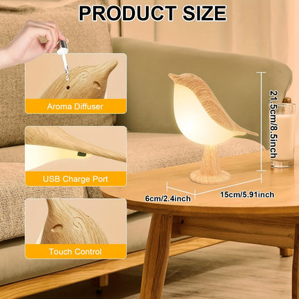 USB Touch-Dimming Bird LED Table Lamp – 3-Color Night Light