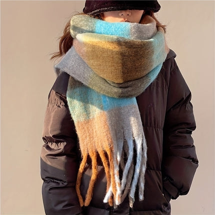 Boho Rainbow Tassel Chunky Scarf