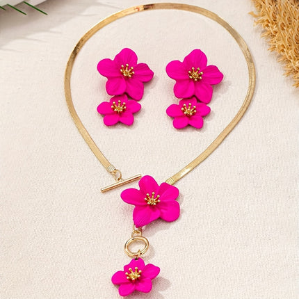 Elegant Flower Pendant Jewelry Set