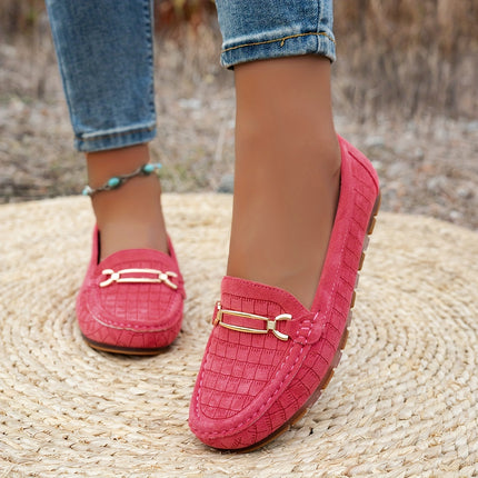 Women's Retro Metal Button Loafers