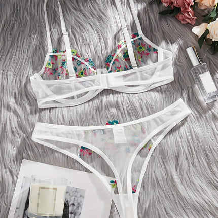 Floral Embroidered Lingerie Set