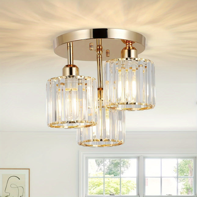 Modern 3-Light Crystal Ceiling Chandelier – Adjustable Pendant
