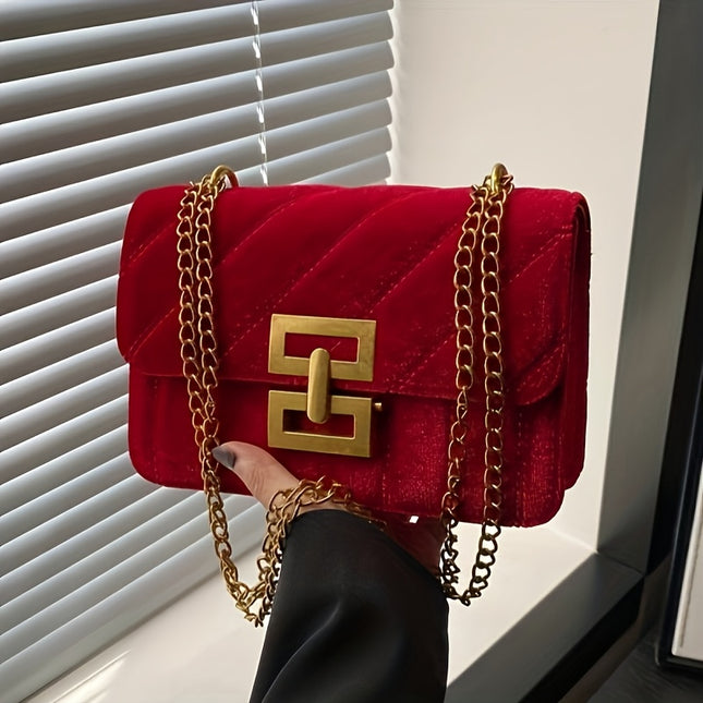 Elegant Quilted Velvet Shoulder Bag