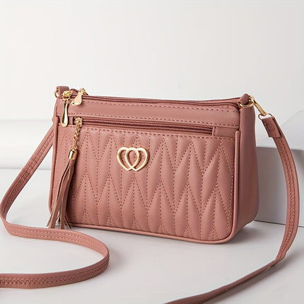 Elegant Quilted Crossbody Bag with Tassel