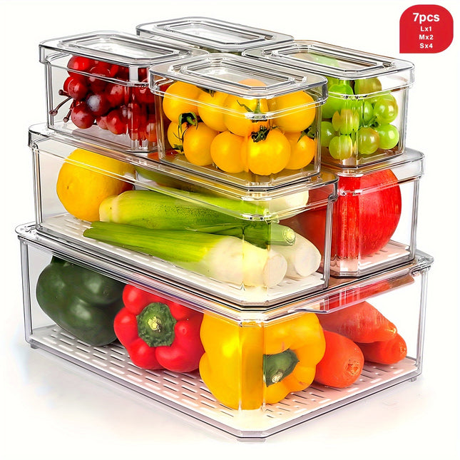 7/14pcs BPA-Free Stackable Fridge Bins