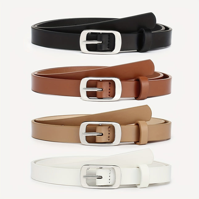 4-Pack Stylish Faux Leather Belts
