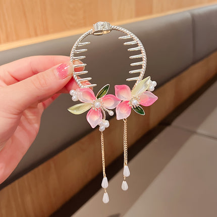Sweet Flower Tassel Bun Hair Clip – Fairy Style Casual Accessory