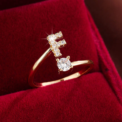 Adjustable Letter Zirconia Copper Ring