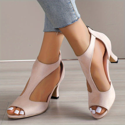 Peep Toe T-Strap High Heels