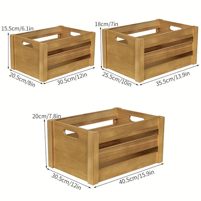 Vintage Wooden Nested Storage Baskets