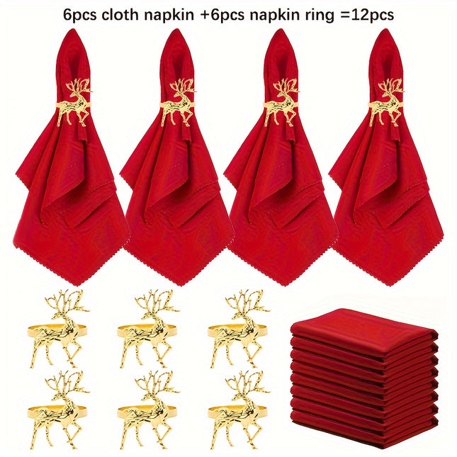 12pcs Christmas Napkin & Ring Set
