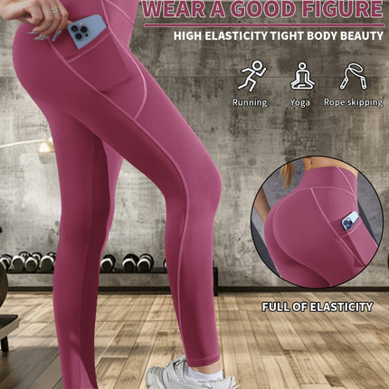 Women's High-Waist Yoga Leggings with Pocket & Moisture-Wicking
