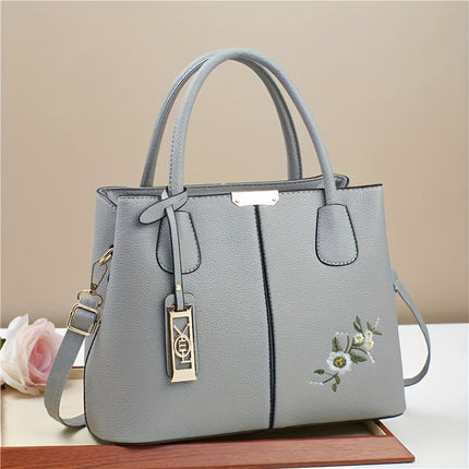 Large Gray PU Tote Bag